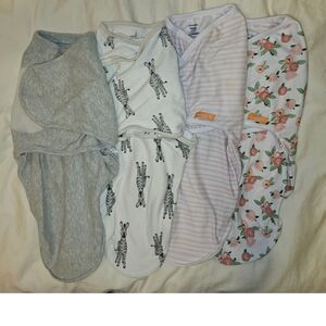 Lot of Four Aden & Anais and SwaddleMe Swaddles, Size Sm/Med or 0-3 Mos